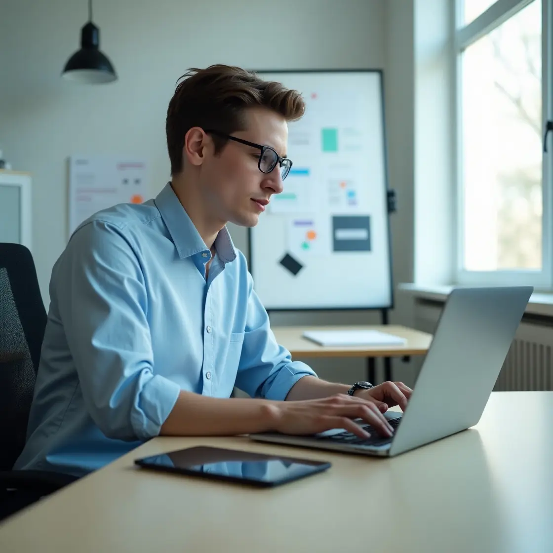 A person sitting on a laptop working professionally and diligently for our success partners.